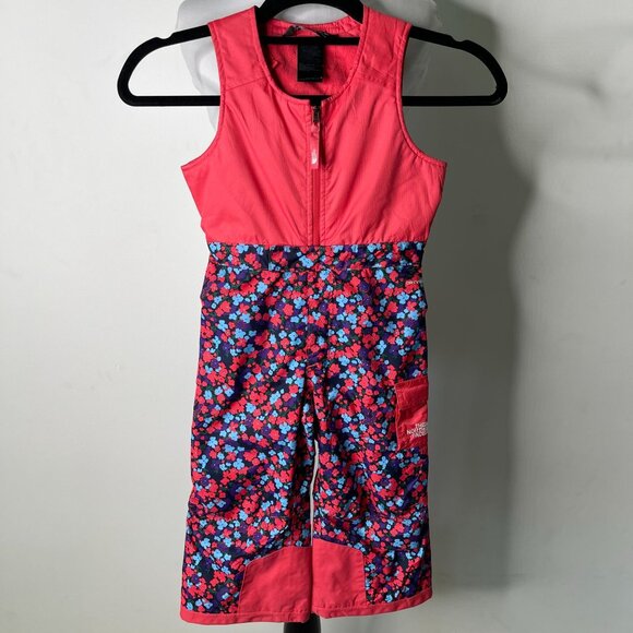 The North Face Toddler Insulated Bib-Paradise Pink Wildflowers Snow Suit Size 3T